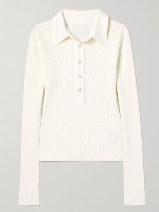 Citizens Of Humanity Tops - CITIZENS OF HUMANITY - Ribbed jersey polo shirt cream color, Size S